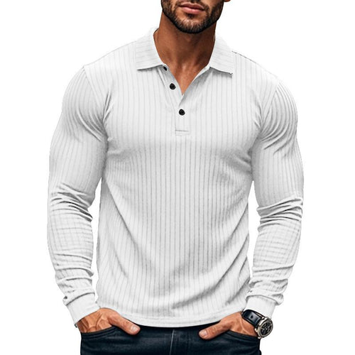 CAVETON | Men's Casual Elastic Long Sleeve polo Shirt