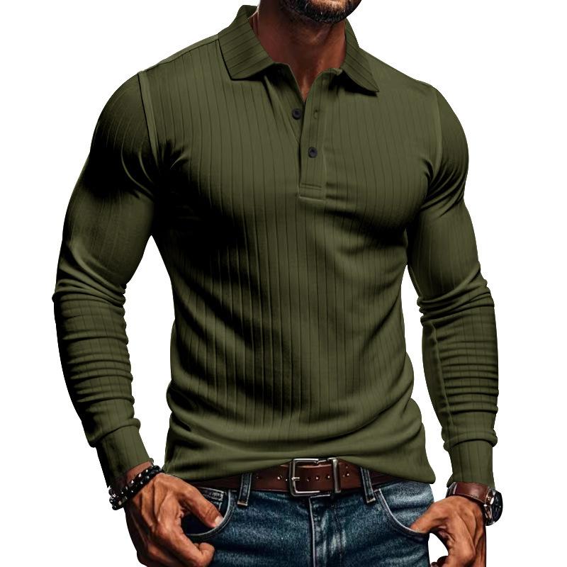 CAVETON | Men's Casual Elastic Long Sleeve polo Shirt