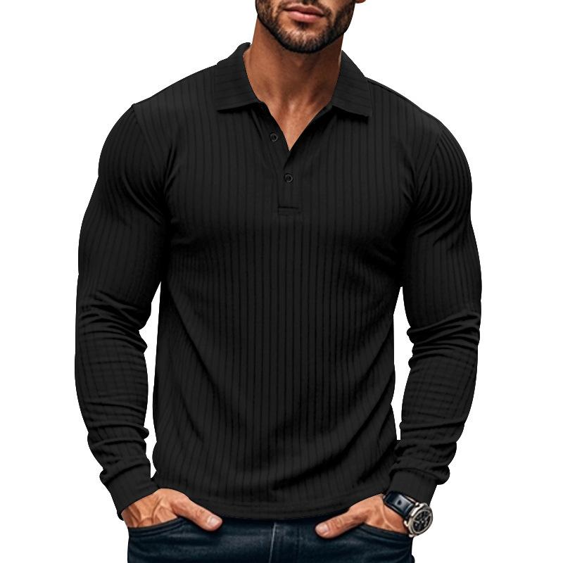 CAVETON | Men's Casual Elastic Long Sleeve polo Shirt