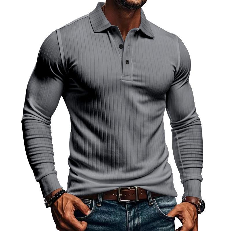 CAVETON | Men's Casual Elastic Long Sleeve polo Shirt