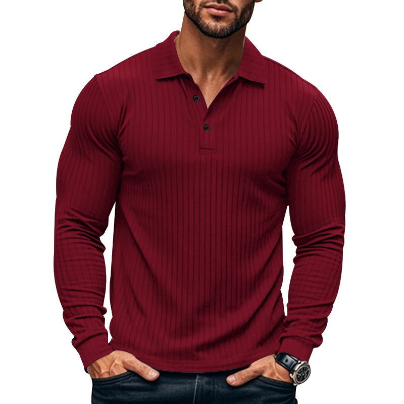 CAVETON | Men's Casual Elastic Long Sleeve polo Shirt