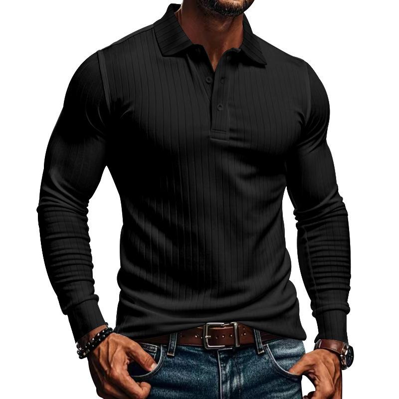 CAVETON | Men's Casual Elastic Long Sleeve polo Shirt