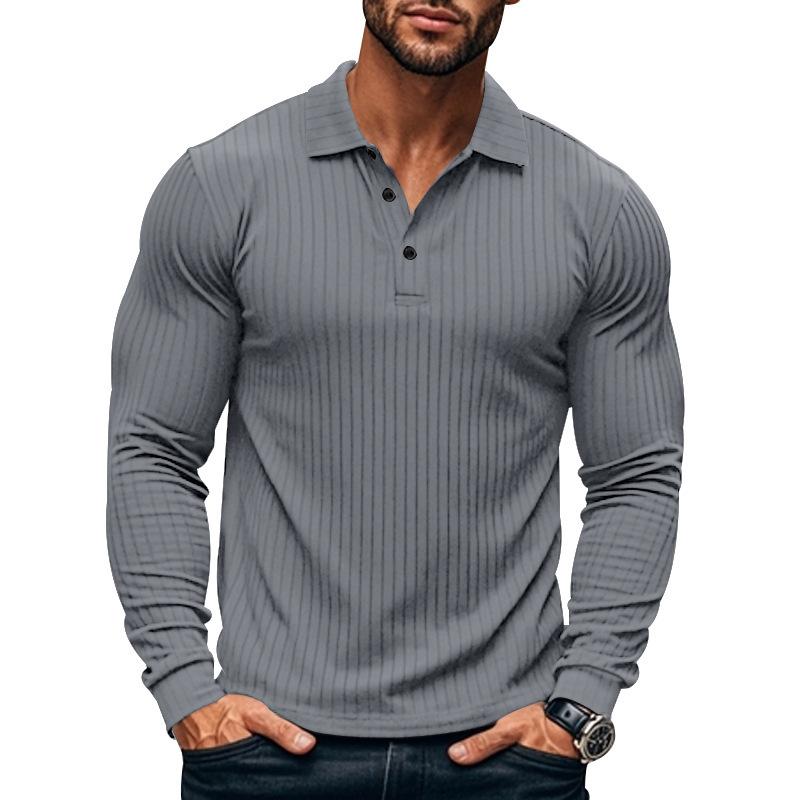 CAVETON | Men's Casual Elastic Long Sleeve polo Shirt