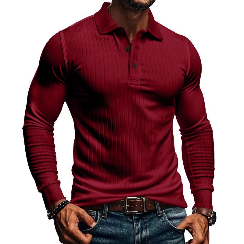 CAVETON | Men's Casual Elastic Long Sleeve polo Shirt