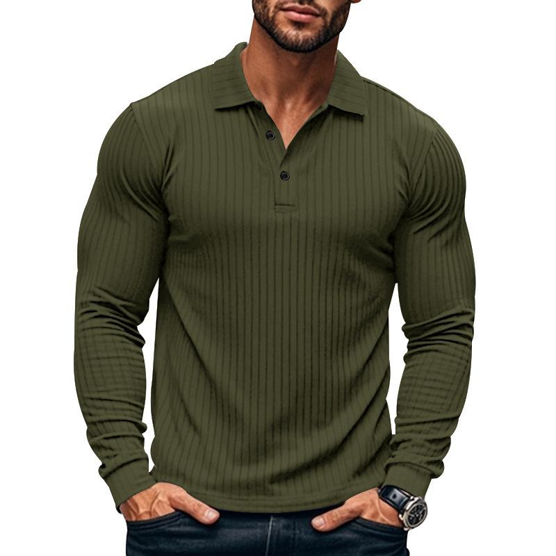 CAVETON | Men's Casual Elastic Long Sleeve polo Shirt