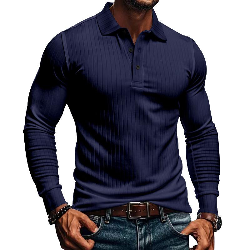 CAVETON | Men's Casual Elastic Long Sleeve polo Shirt