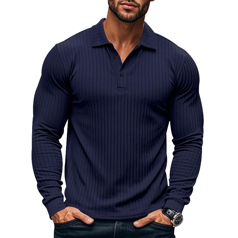 CAVETON | Men's Casual Elastic Long Sleeve polo Shirt