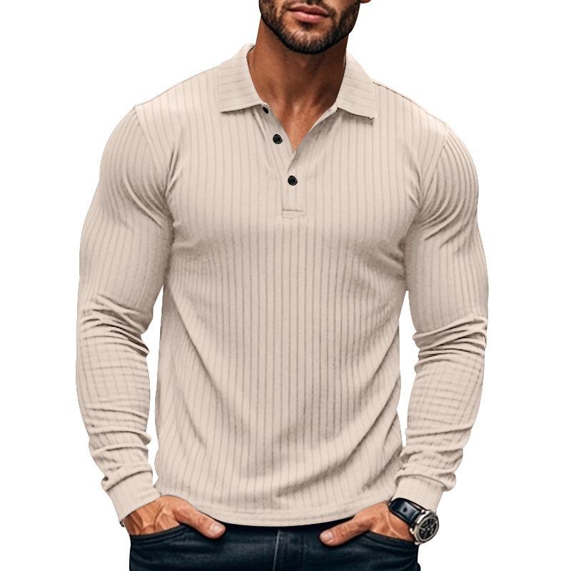 CAVETON | Men's Casual Elastic Long Sleeve polo Shirt