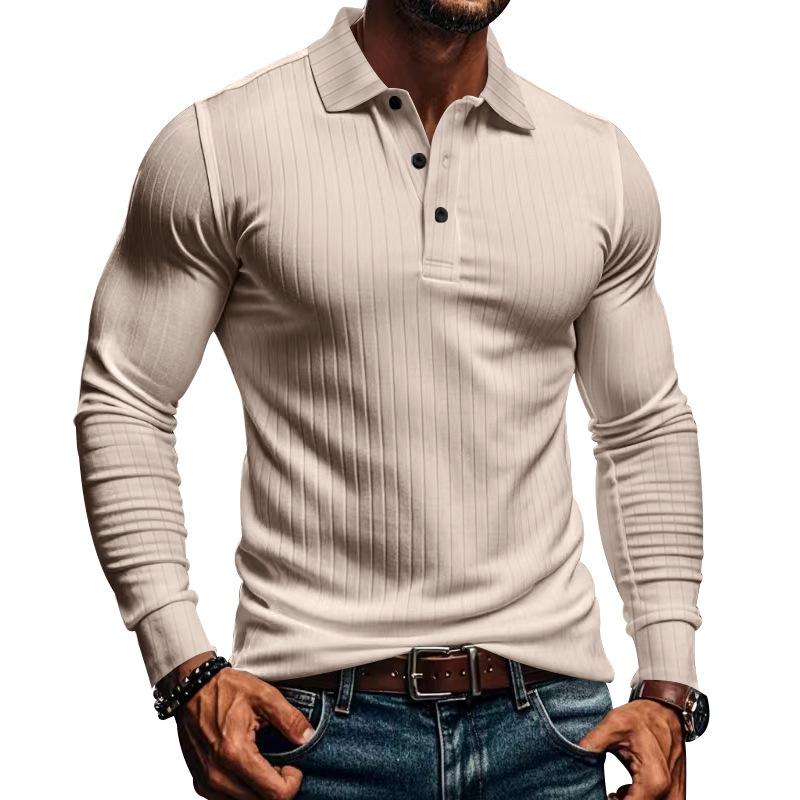 CAVETON | Men's Casual Elastic Long Sleeve polo Shirt