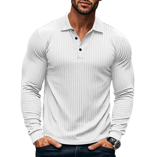 CAVETON | Men's Casual Elastic Long Sleeve polo Shirt