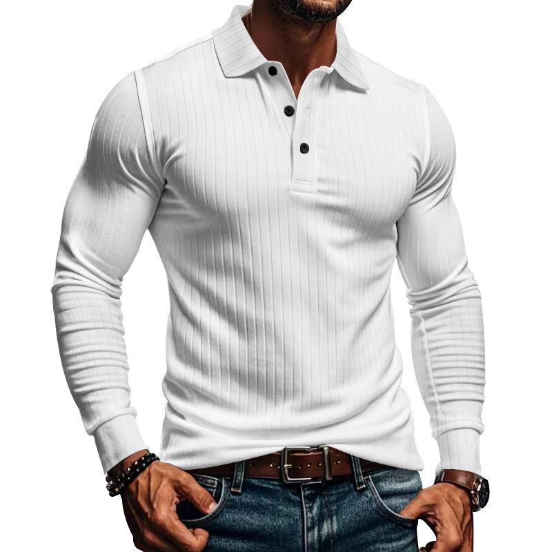 CAVETON | Men's Casual Elastic Long Sleeve polo Shirt