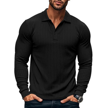 CAVETON | Men's Casual Elastic Long Sleeve polo Shirt