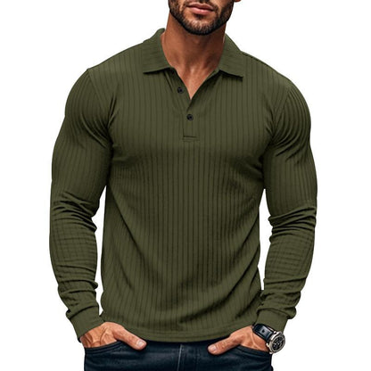 CAVETON | Men's Casual Elastic Long Sleeve polo Shirt