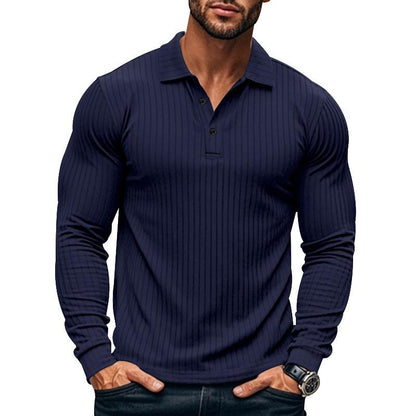 CAVETON | Men's Casual Elastic Long Sleeve polo Shirt