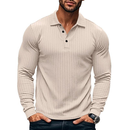 CAVETON | Men's Casual Elastic Long Sleeve polo Shirt